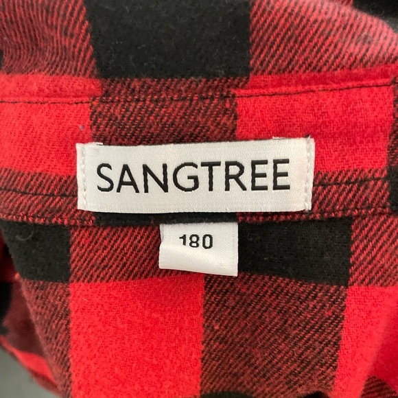 Sangtree Red and Black Plaid Button Down Flannel Shirt size 180 (M) - Picture 3 of 3